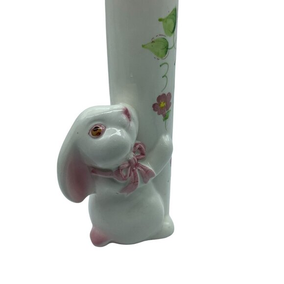 Vintage F.T.D.A. Weiss Brazil Porcelain Bunny Bud Vase Easter 7.75” - Picture 2 of 7